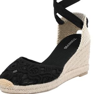 Tonivis Women's Platform Wedge Espadrilles with Ankle Strap Size 9.5